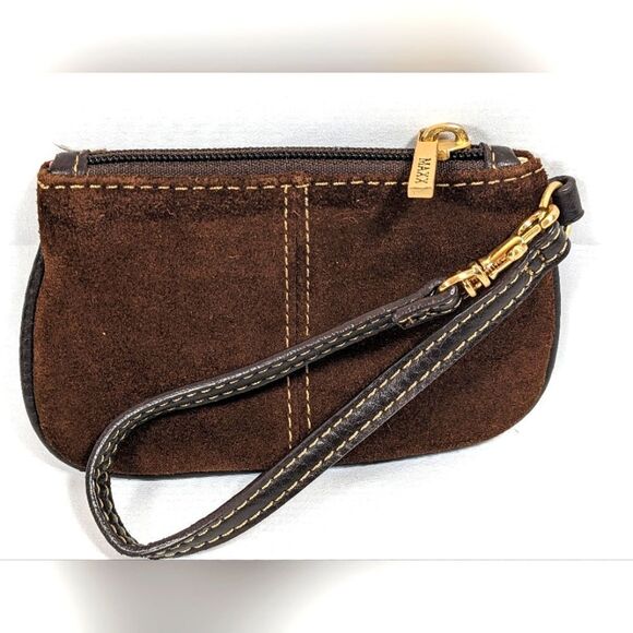 Maxx New York Signature Brown Suede Leather Shoulder Bag And Matching Wristlet - Picture 8 of 13